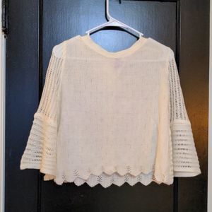 Alya white delicate crochet sweater (Francesca's)